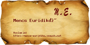 Mencs Euridiké névjegykártya